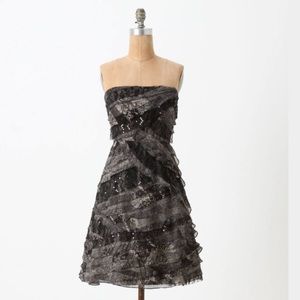 Anthropologie Curving Cloudcover Lace Tiered Ruffle Strapless Dress